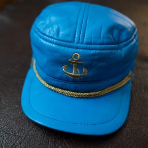 100% Genuine Blue Leather Cap.