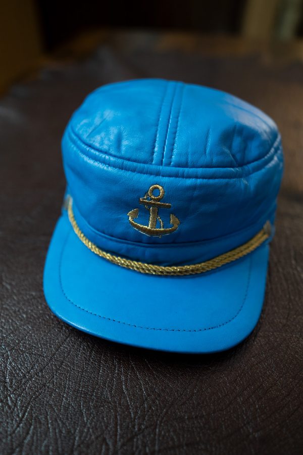 100% Genuine Blue Leather Cap.